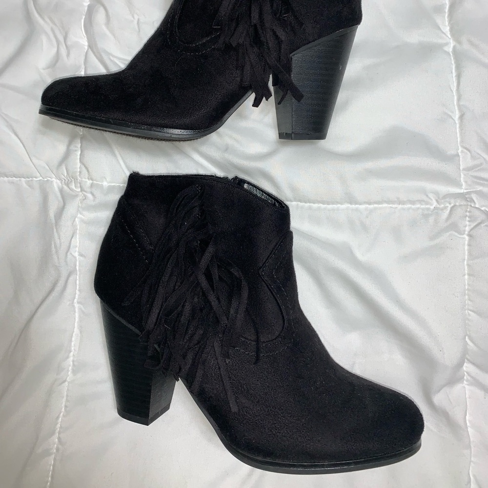 Short Black Tassel Booties